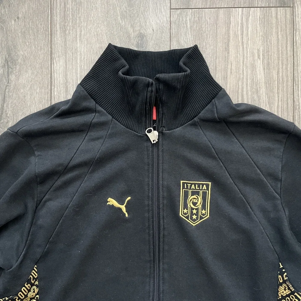 Puma Italia FIGC Full Zip Jacket Mens S Black Gold